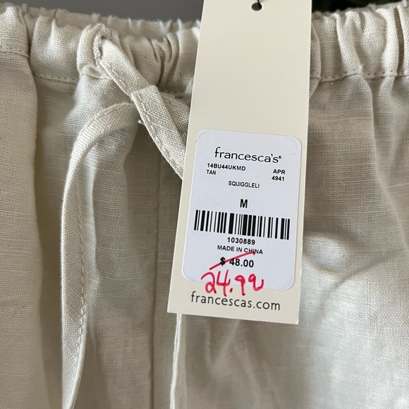 NWT Francesca’s Beige Linen Blend Shorts with Black Trim - Picture 2 of 8